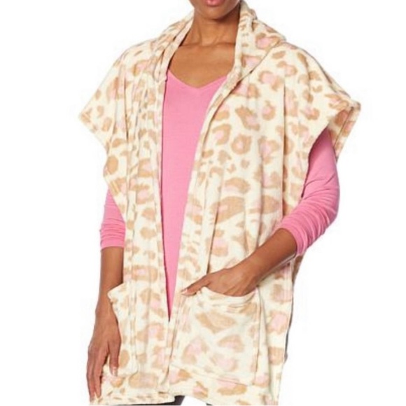 Wearable Animal Hooded Leopard Wrap Soft & Cozy Blanket Throw Shawl Pockets New - Picture 12 of 16